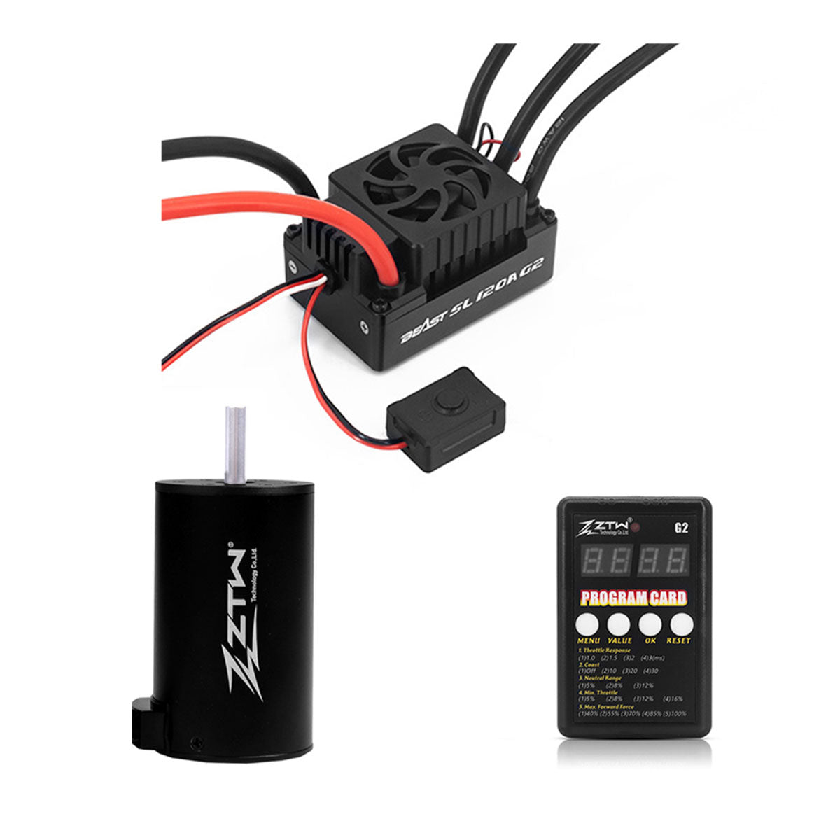 ZTW Beast G2 120A ESC Sensorless 3660 Motor Combo For 1/10th RC Car SCT