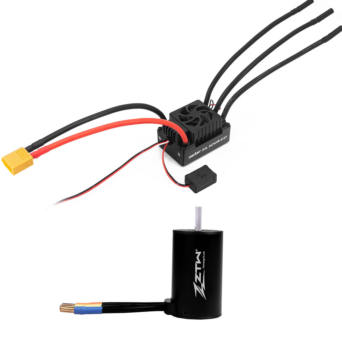 ZTW Beast G2 120A ESC Sensorless 3660 Motor Combo For 1/10th RC Car SCT