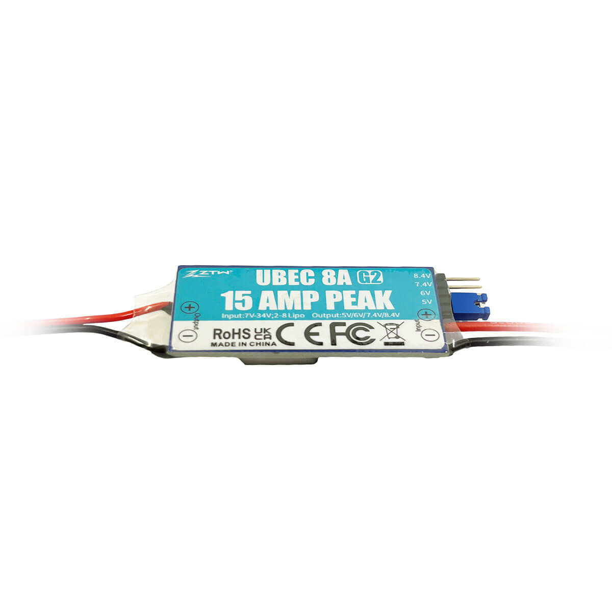 ZTW UBEC 8A G2 Peak 15A Adjustable Output Voltage 5V/6V/7.4V/8.4V External BEC