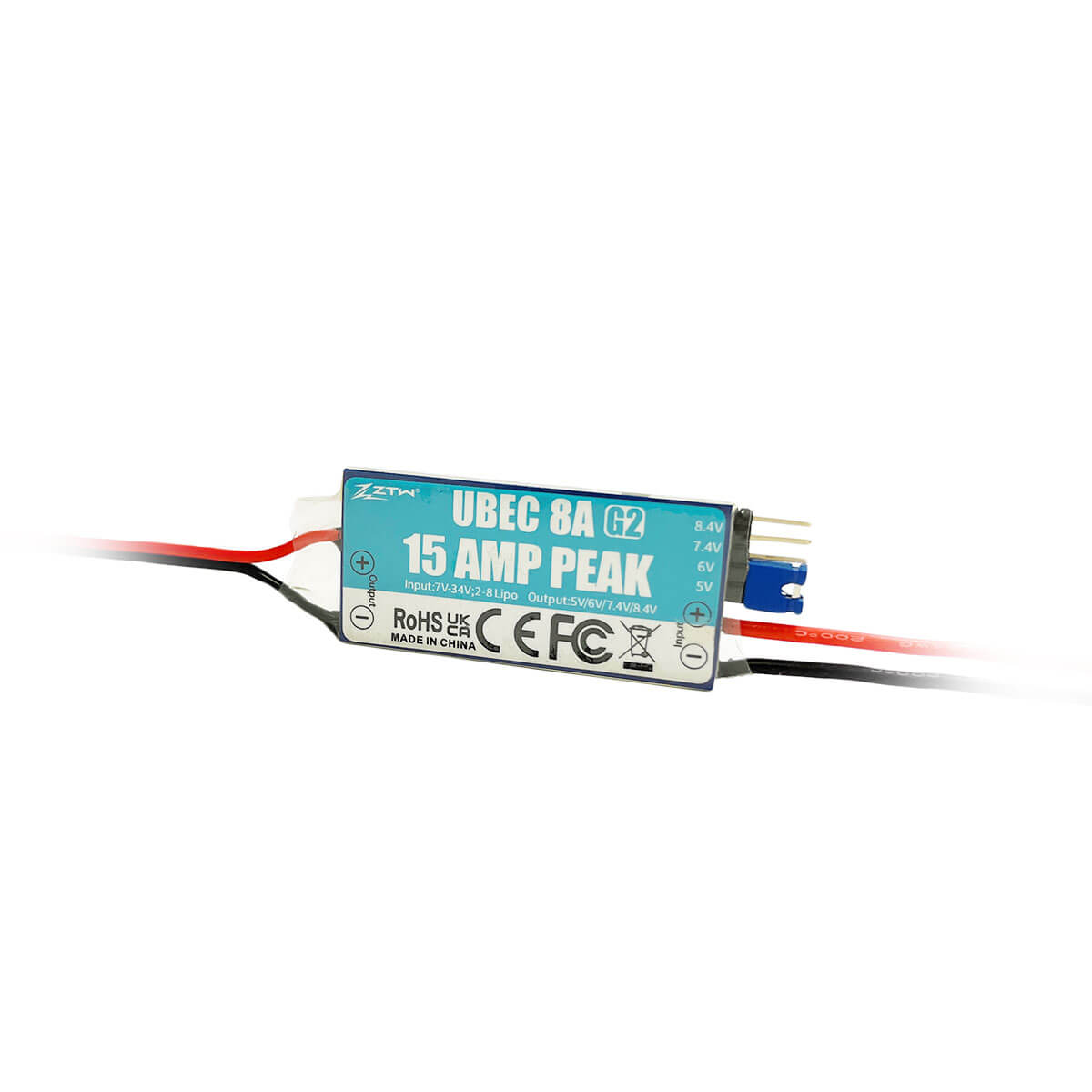 ZTW UBEC 8A G2 Peak 15A Adjustable Output Voltage 5V/6V/7.4V/8.4V External BEC