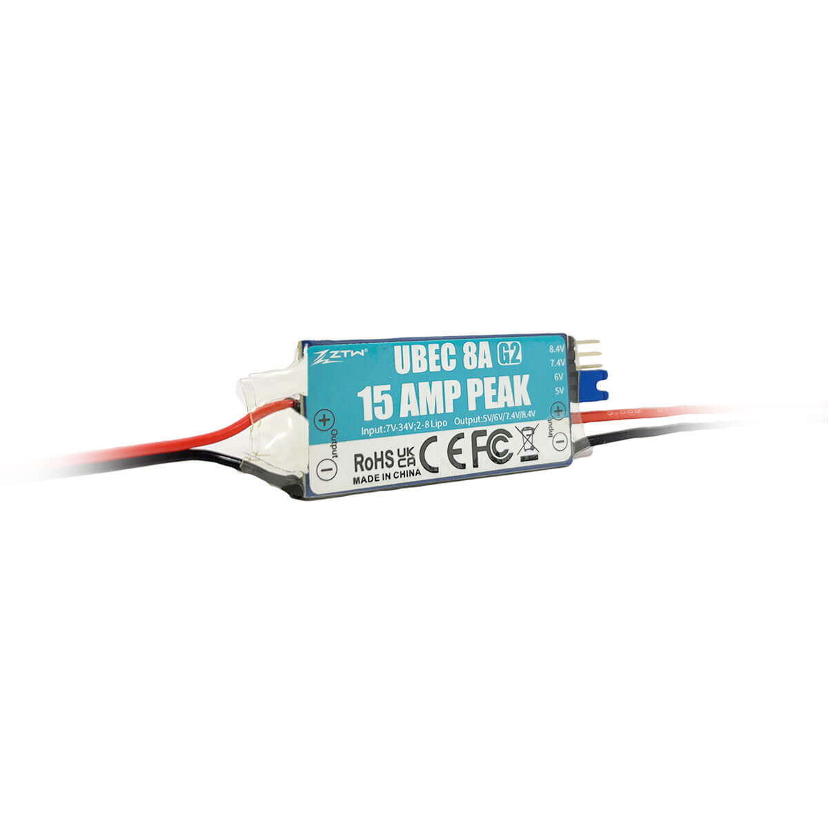ZTW UBEC 8A G2 Peak 15A Adjustable Output Voltage 5V/6V/7.4V/8.4V External BEC