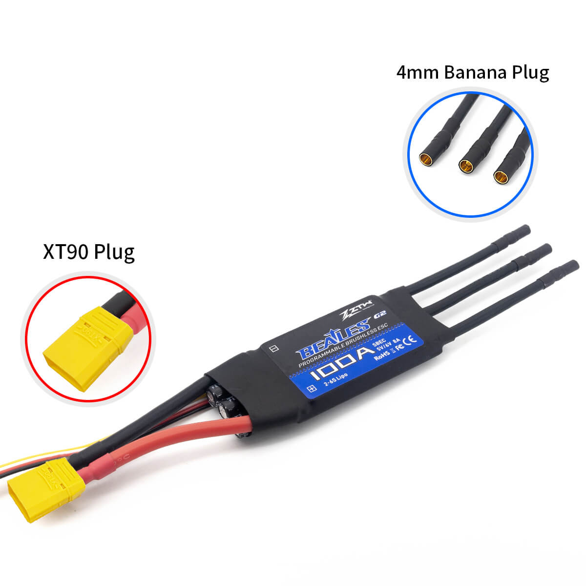 ZTW Beatles G2 100A ESC 2-6S SBEC For RC Airplane Fixed-wing