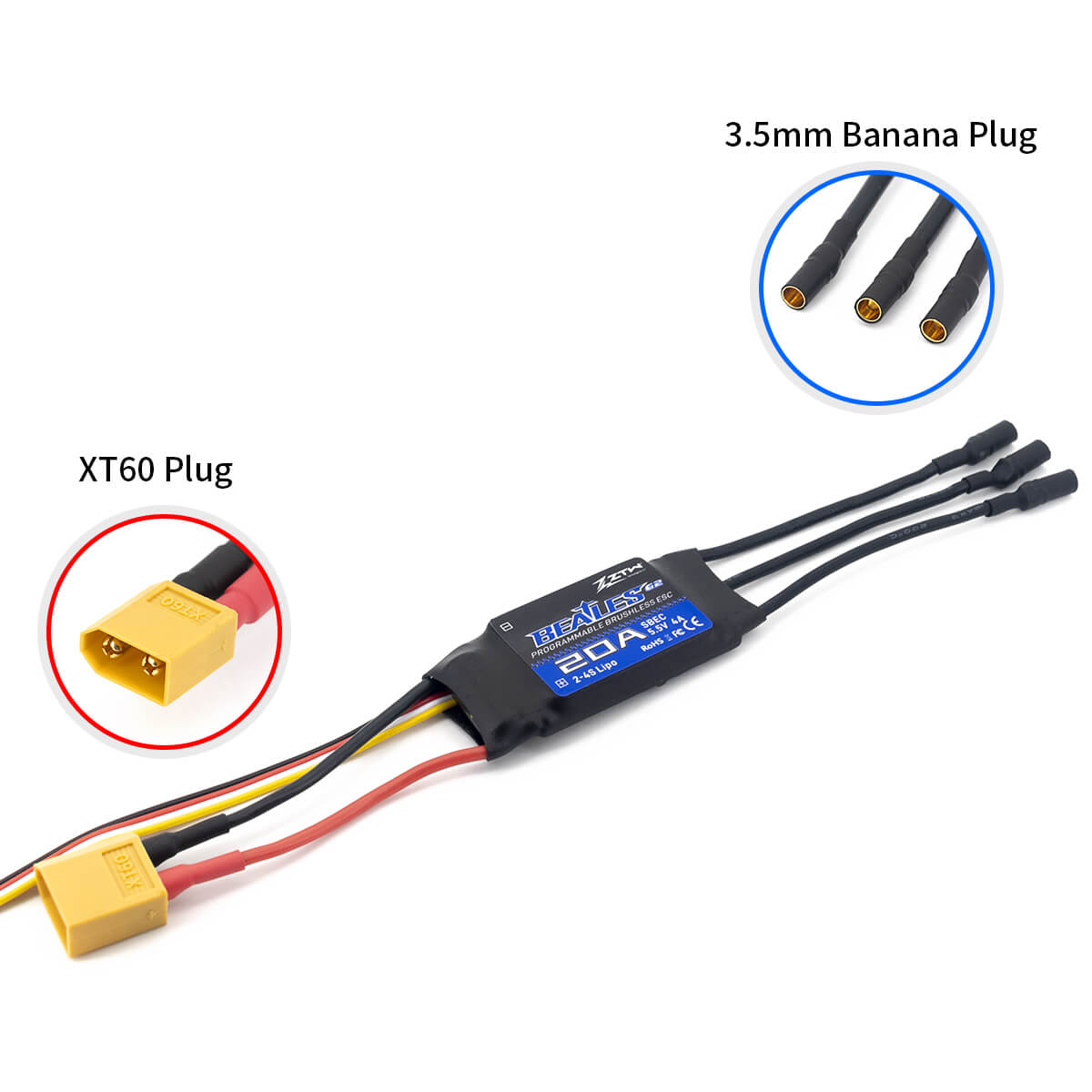 ZTW Beatles G2 20A ESC 2-4S SBEC For RC Airplane Fixed-wing