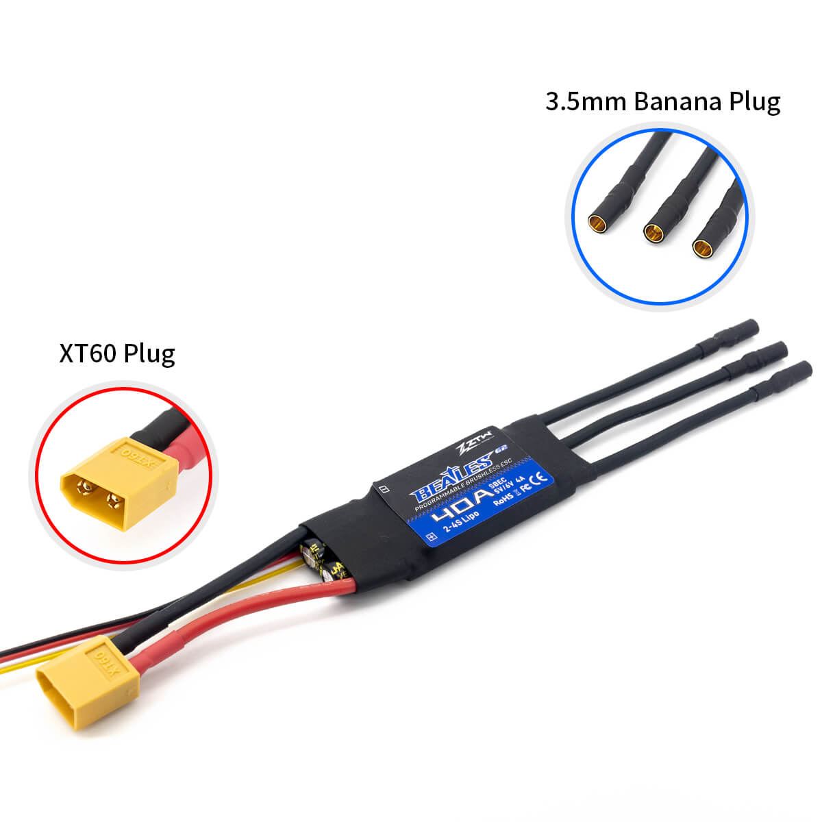 ZTW Beatles G2 40A ESC 2-4S SBEC For RC Airplane Fixed-wing