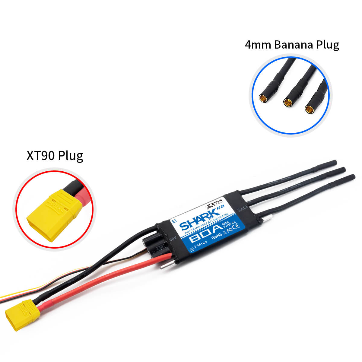 ZTW Shark G2 80A ESC 2-6S For RC Boat