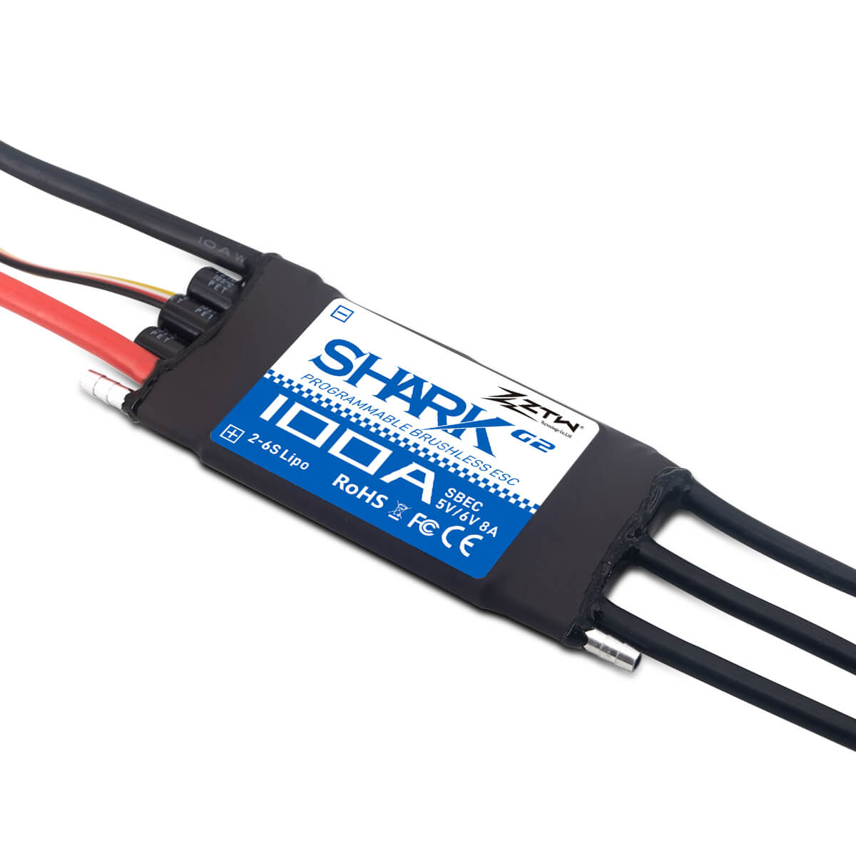 ZTW Shark G2 100A ESC 2-6S für RC-Boot 