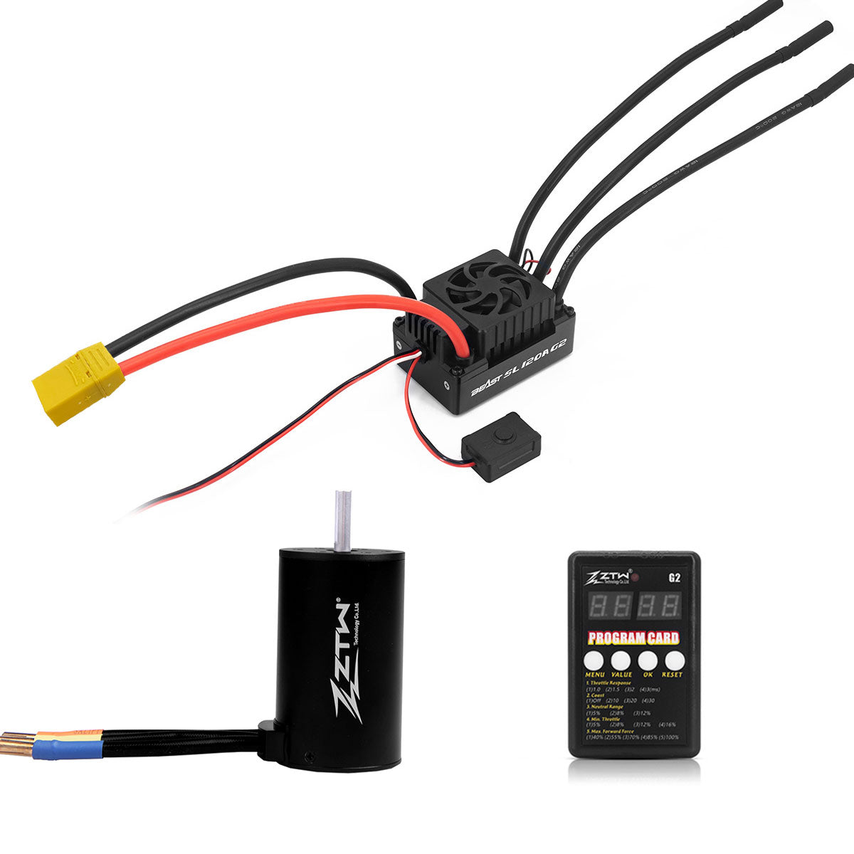 ZTW Beast G2 120A ESC Sensorless 3660 Motor Combo For 1/10th RC Car SCT