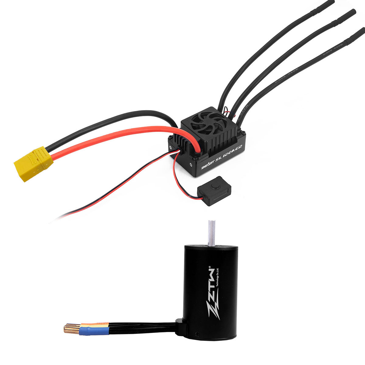 ZTW Beast G2 120A ESC Sensorless 3660 Motor Combo For 1/10th RC Car SCT