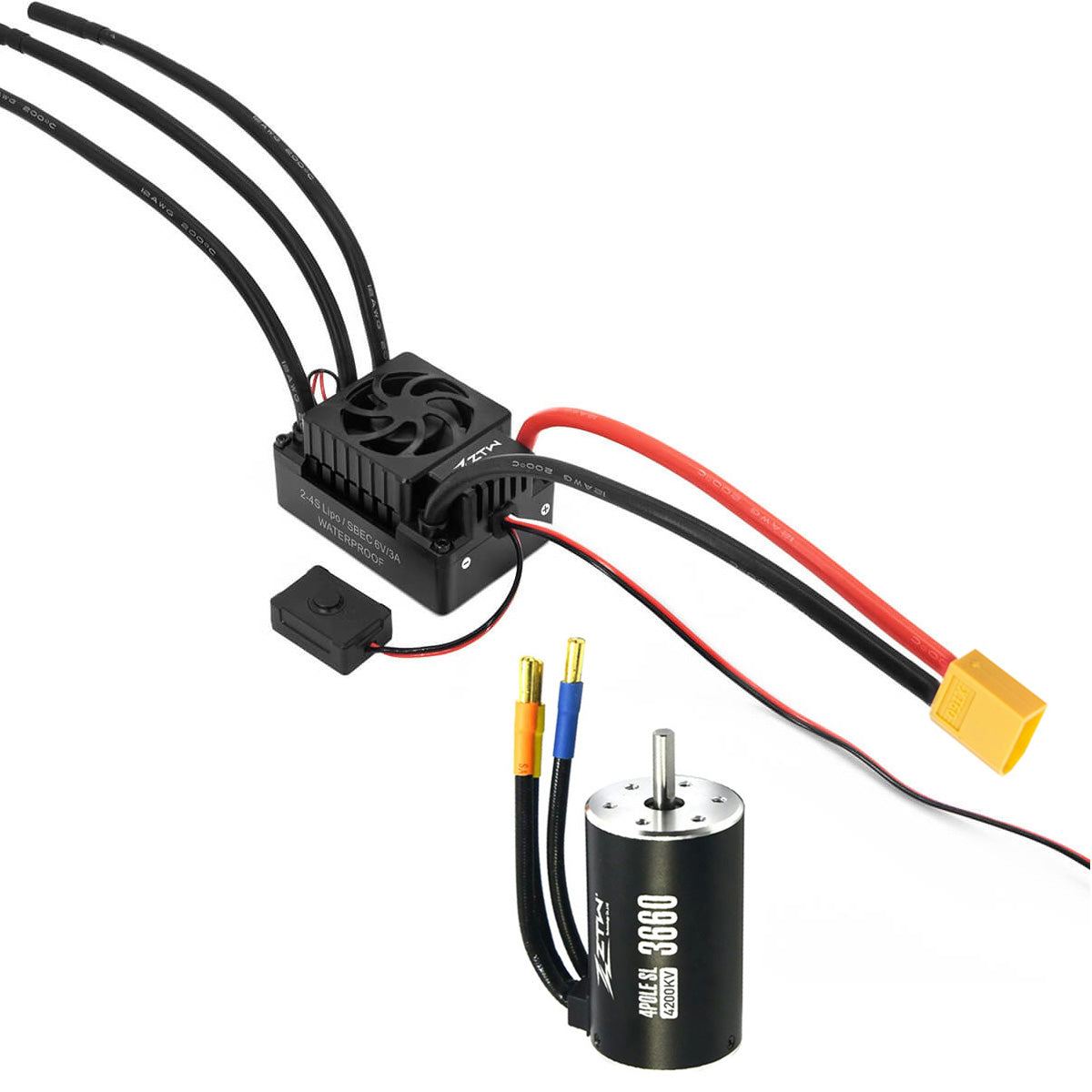 ZTW Beast G2 120A ESC sans capteur 3660 moteur Combo pour 1/10ème voiture RC SCT