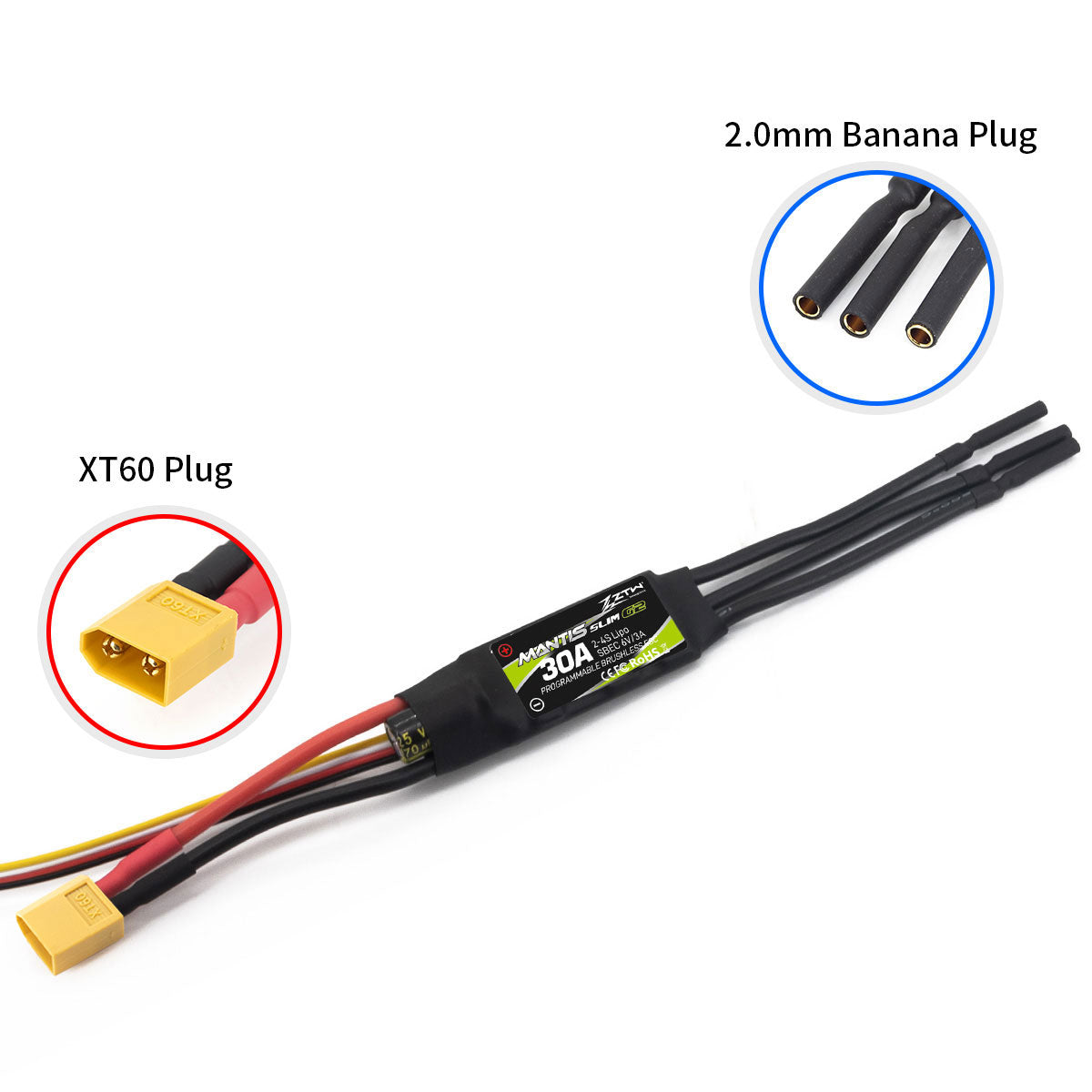 ZTW Mantis Slim G2 30A ESC 2-4S SBEC For RC Airplane F3P 3D Flying