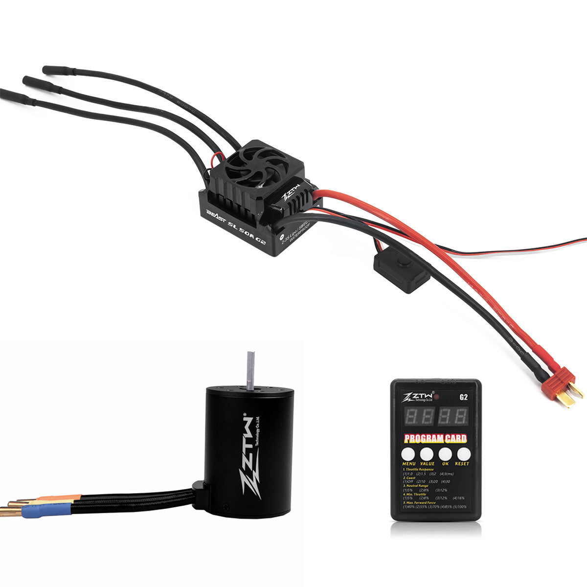 ZTW Beast G2 50A ESC Sensorless 3650 Motor Combo For 1/10th RC Car RTR