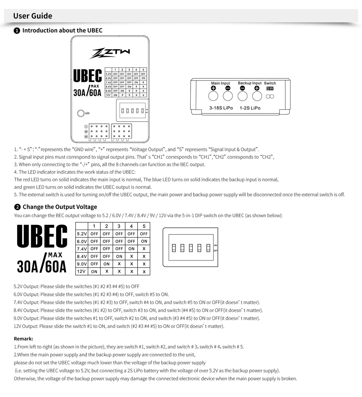 ZTW UBEC 30A HV Switching BEC for UAV & RC