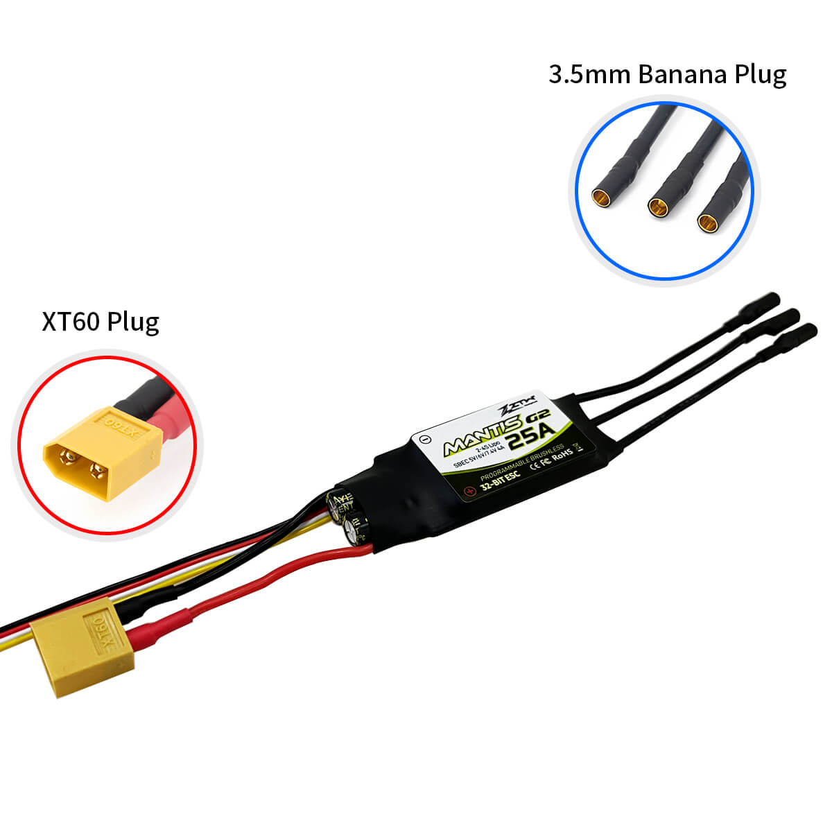 ZTW Mantis G2 25A ESC 2-4S SBEC For RC Airplane Fixed-wing