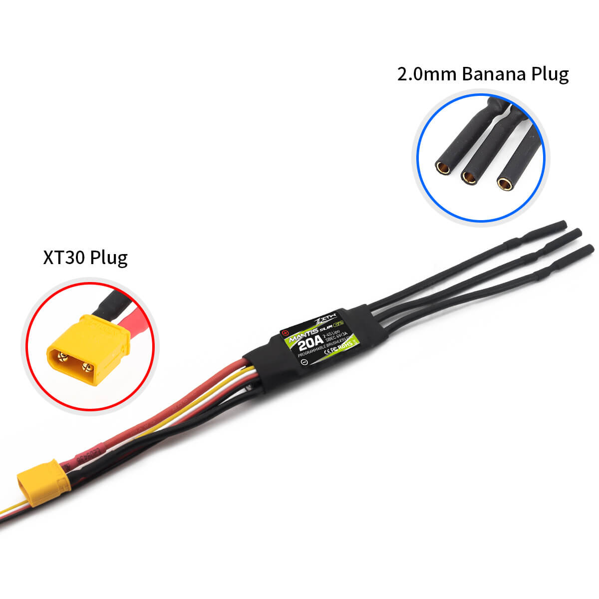 ZTW Mantis Slim G2 20A ESC 2-4S SBEC pour avion RC F3P vol 3D 