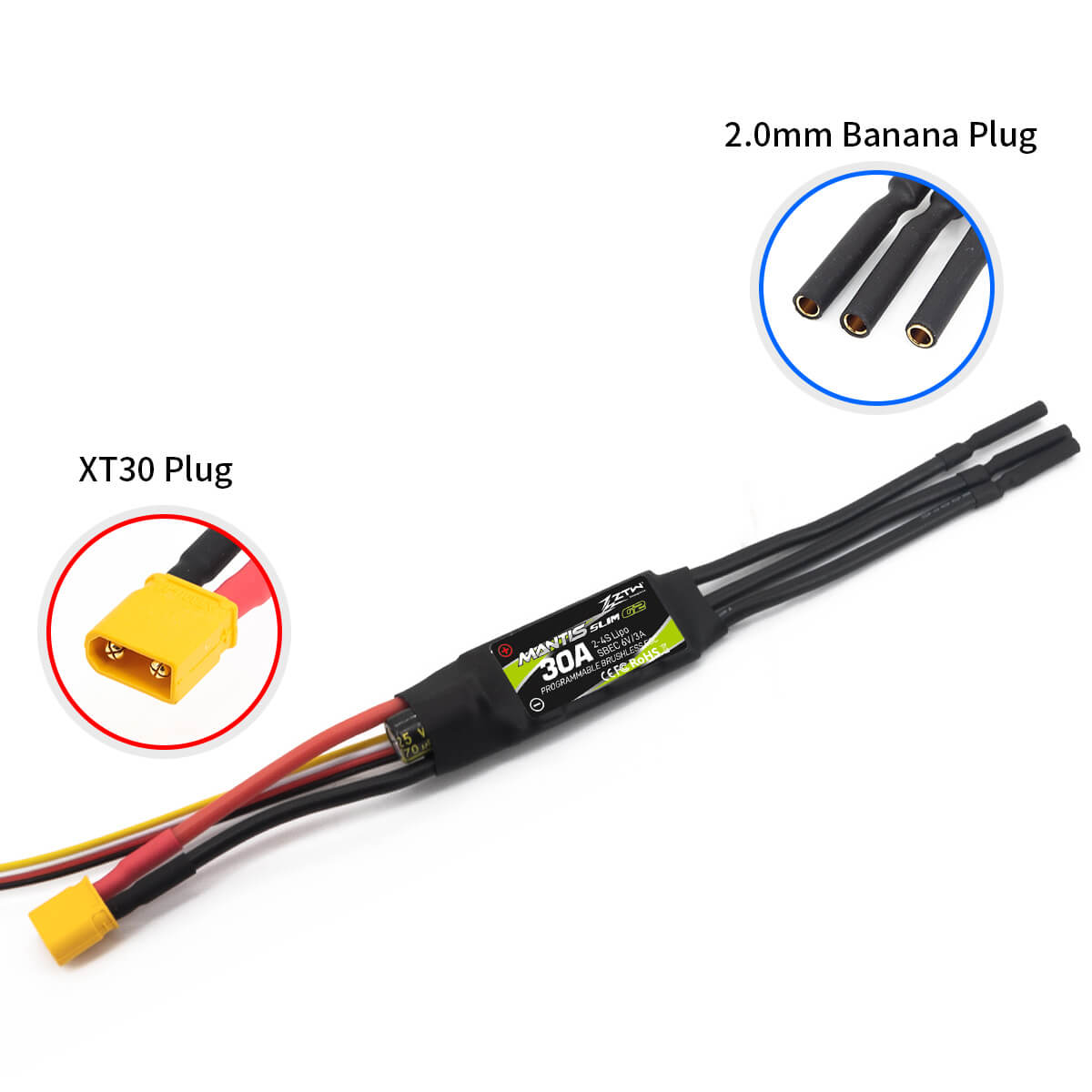 ZTW Mantis Slim G2 30A ESC 2-4S SBEC pour avion RC F3P vol 3D 